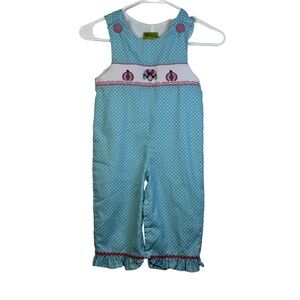 Stellybelly Girls Thanksgiving Turkey Pumpkin Fall Smocked Romper Embroidered 2T